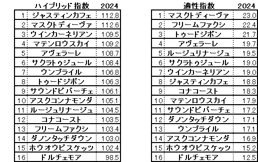 2024　東京新聞杯　HB指数